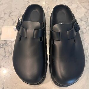 New Birkenstock Papillio Boston Chunky Black Leather $249 - Size 39